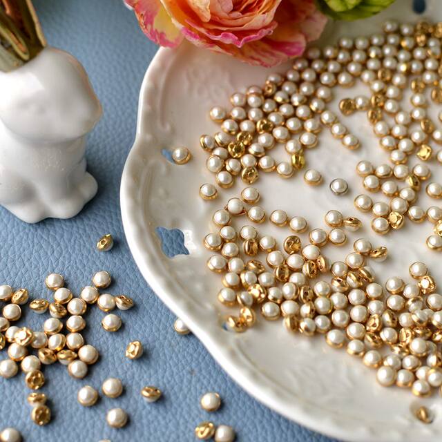 4mm mini pearl metal ປຸ່ມຂະຫນາດນ້ອຍສໍາລັບ doll clothes buttons pearl matte toy doll decorative buttons gold