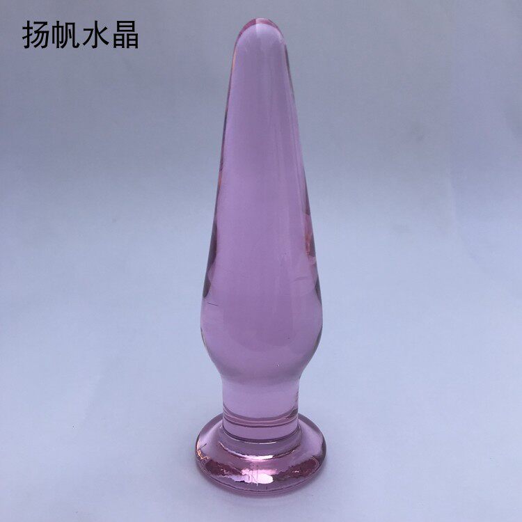 021 small size pink transparent smooth glass stick round stick rear court anal plug male and female with a masturbator ice and fire stick
