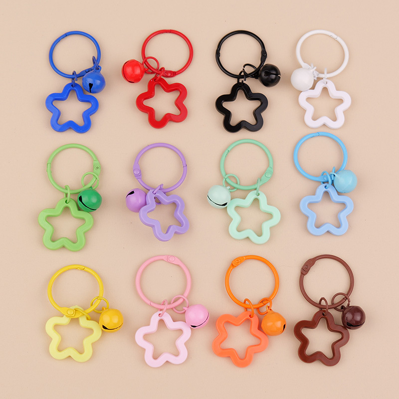 Colorful Five-Pointed Star Acrylic Keychain Pendant Candy-Colored Binder Ring Decoration Fresh Style Couple Bag Accessory