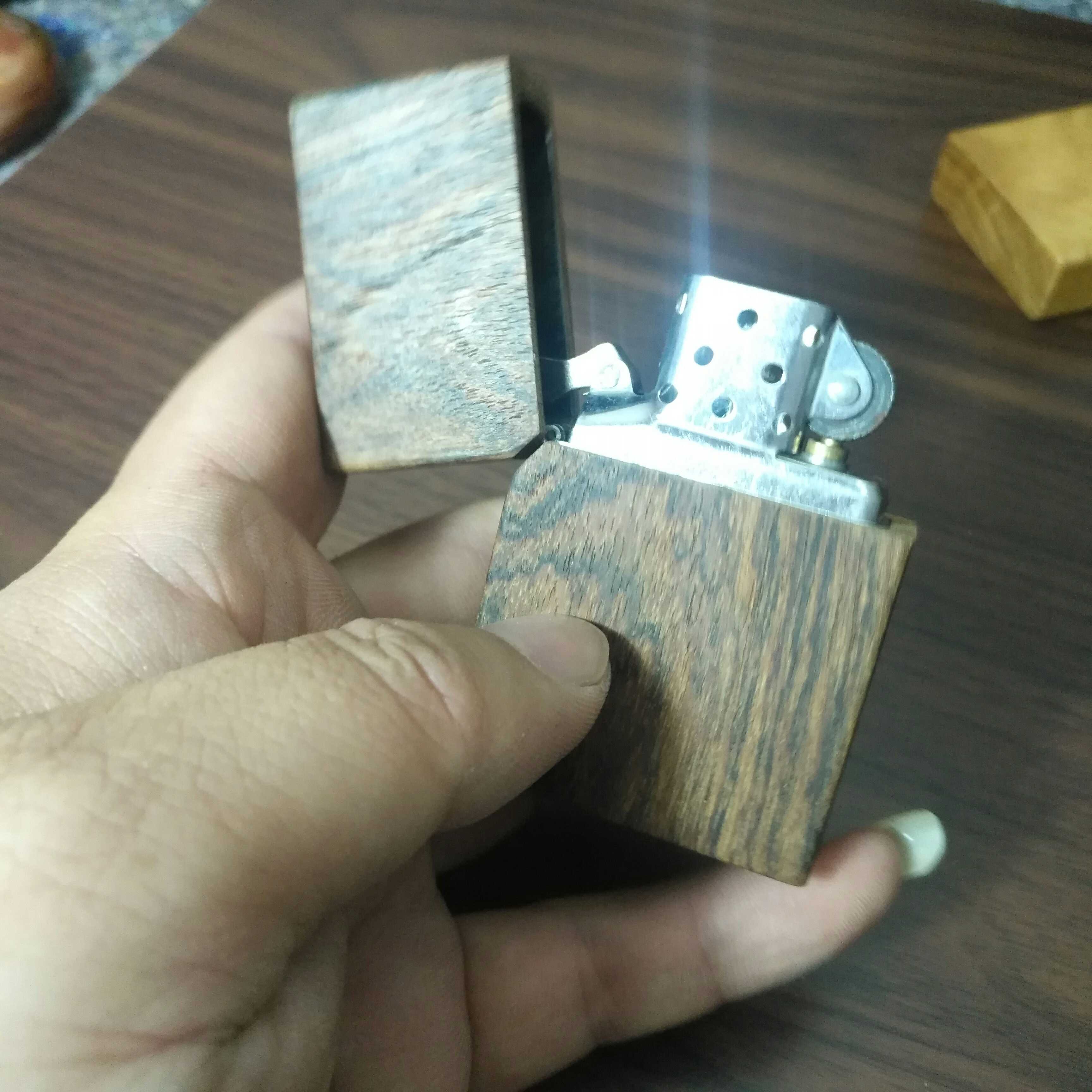 Gold camphor wood shell lighter solid wood integrated kerosene machine