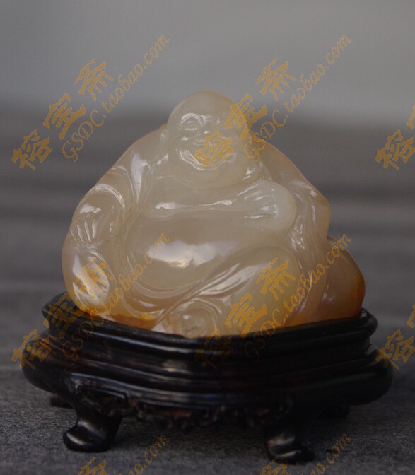 正宗壽山石荔枝凍雕收藏彌勒佛凍石擺件38*49*33mm-Taobao-Tmall