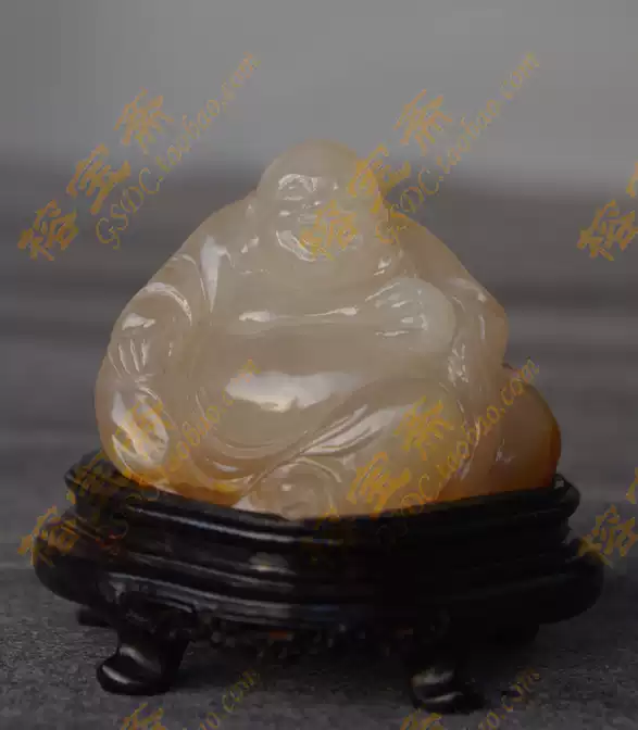 正宗壽山石荔枝凍雕收藏彌勒佛凍石擺件38*49*33mm-Taobao-Tmall