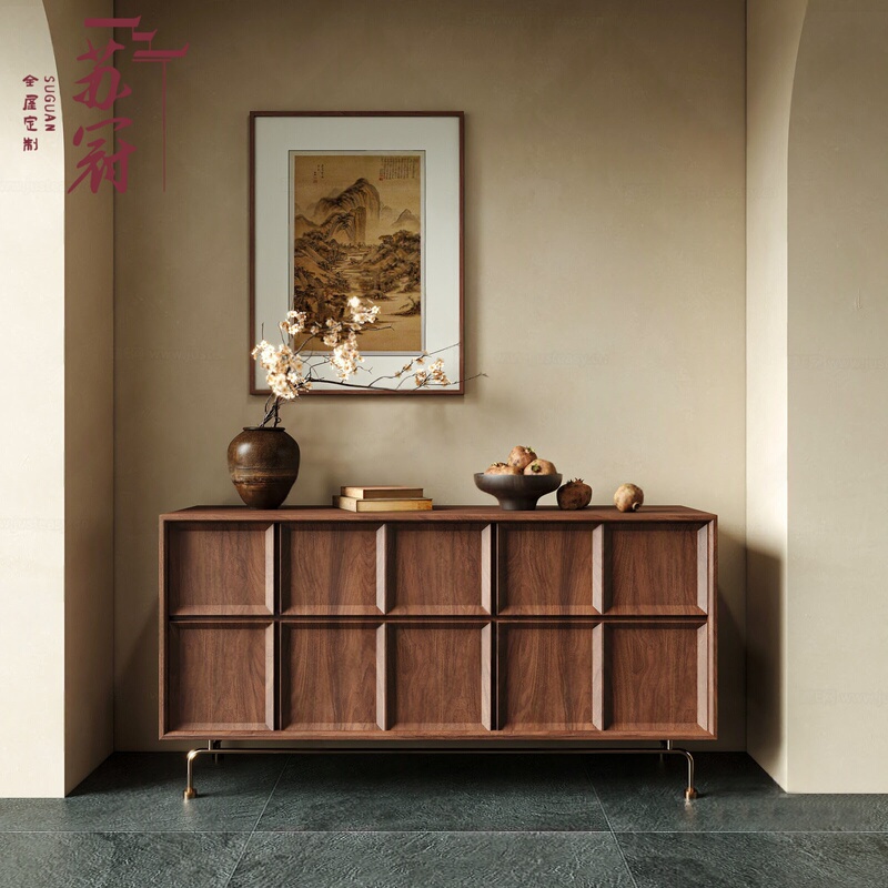 Vintage-Style Entryway Sideboard, Foyer Storage Cabinet, Homestay Home Use, Living Room Solid Wood Decorative Chest of Drawers, Bedroom End-Of-Bed Cabinet