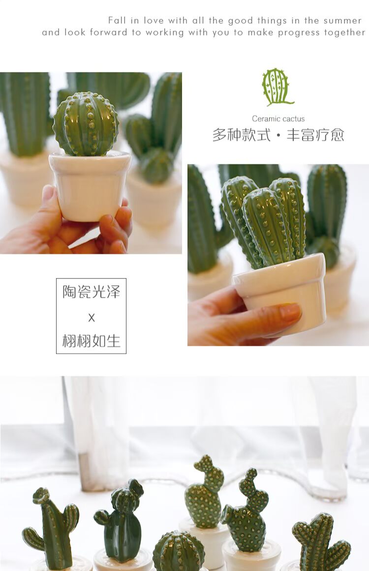 Gió Bắc Âu nhỏ phụ kiện nhà nhiệt độ cao gốm mô phỏng xương rồng nhỏ trong chậu cổ tích bóng đồ trang trí các đồ trang trí nhà bếp