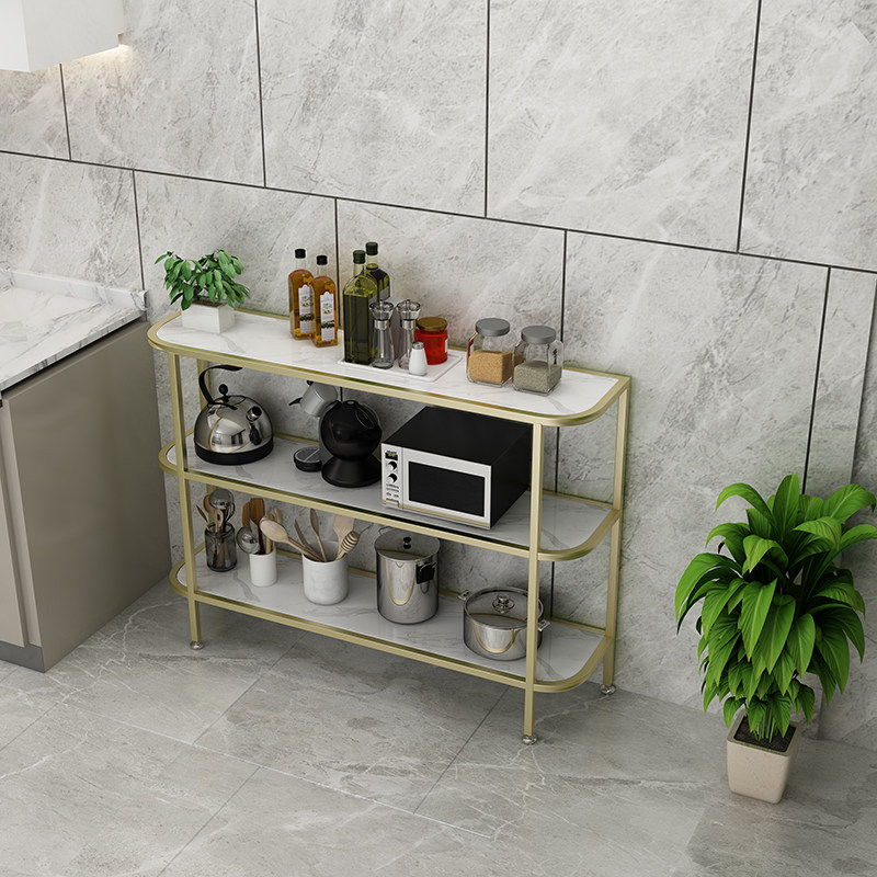 Nordic marble kitchen shelf floor-to-ceiling multi-layer storage small apartment overall cabinet oven dining cabinet microwave oven rack