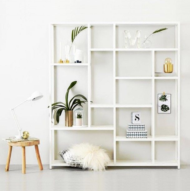 Nordic floor-to-ceiling irregular display simple wrought iron bookshelf flower stand living room storage wall partition kitchen shelf