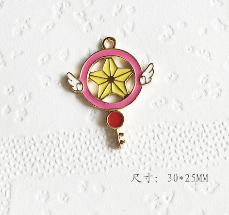 No.1diy parts Pendant solar system Soft girl Sakura Wand  Necklace Sailor Moon moon key Pendant Accessories