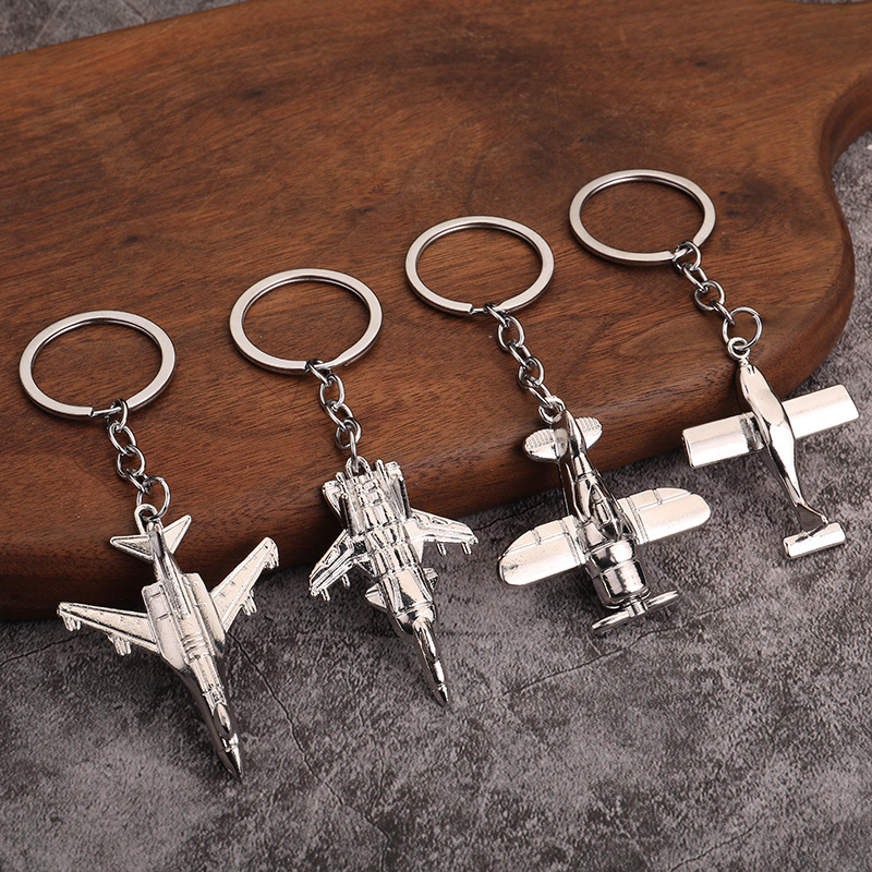 Airplane Keychain Creative Metal Key Chain Fighter Jet Key Pendant Aviation Small Gift Souvenir