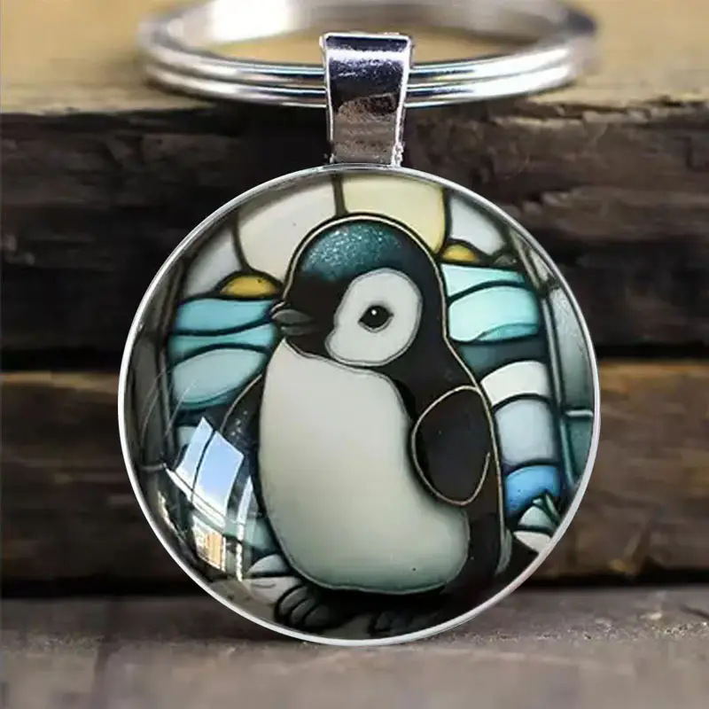 Cross-Border New Product: Cute Little Penguin Time Gem Keychain Pendant, Creative Small Gift