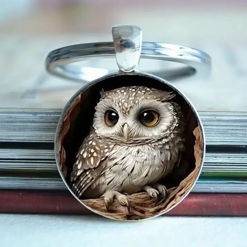 Cross-Border Hot-Selling Small Animal Owl Keychain Pendant Metal Key Ring Ornament Small Gift Present Cross-Border Hot-Selling Small Animal Owl Keychain Pendant Metal Key Ring Ornament Small Gift Present