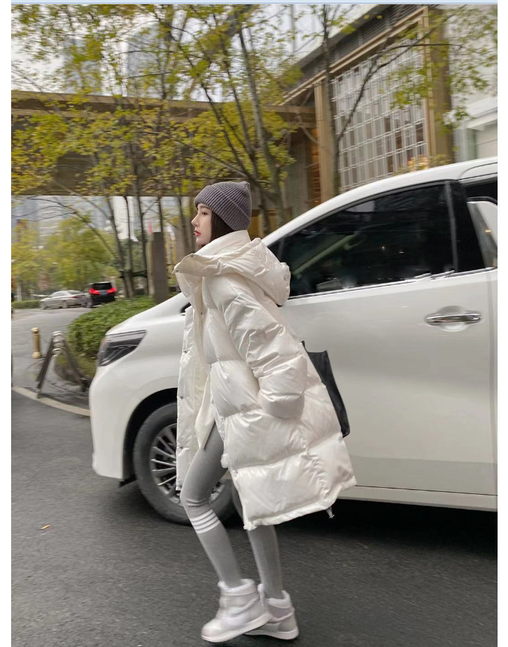 2022 winter new Korean version of white duck down fashion Western style explosion style white mid-length down jacket women's tide brand thickening