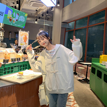 Cloth sauce original for you universe oats gray sweet loose embroidery hooded sweater cardigan jacket women fall