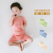 Children Modale suit Summer clothes men and women CUHK childrens baby sleepwear short sleeves Home Ice Silk Face Mask T
