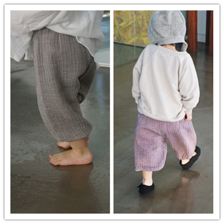 Baby pants summer thin section cotton and linen gauze Korean version boy bloomers children's beam pants female baby anti-mosquito pants