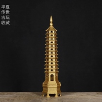 Wenchang Tower Brass Wenchang Tower Pure Copper 13 Thirteenth Floor Home Worship Study Desktop Ornaments for Students