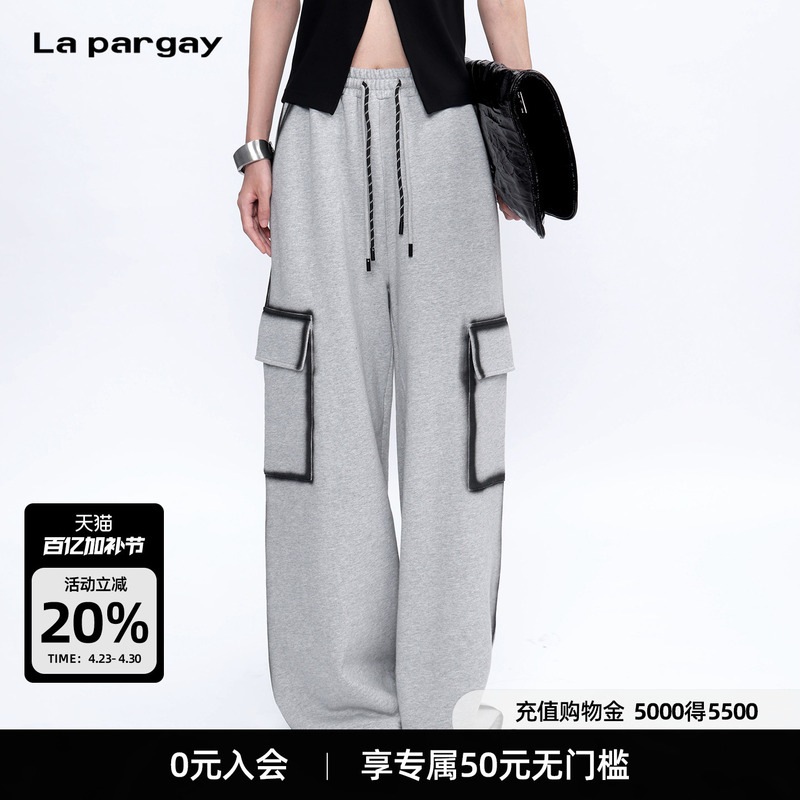 Lapargay【Stranger Paradise】Series Color-Blocked Straight-Leg Jogging Pants Loose Fit Pure Cotton L75302801V