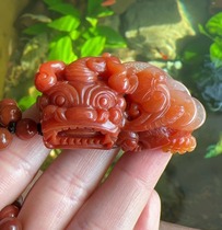 Yang Yujia Yunnan natural yellow dragon jade crater old material chicken blood red moisturizing King Pixiu pendant certificate