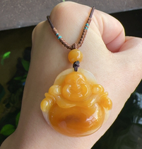 Yang Yujia Yunnan Natural Yellow Dragon Jade Chicken Oil Yellow Gradient Color Big Belly Miller Laughing Buddha Pendant Certificate New Product Pendant