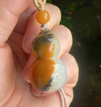 Yang Yujia Yunnan natural yellow dragon jade water plant flower ice species three-dimensional gourd pendant pendant certificate new product