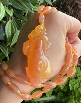 Yang Yujia Yunnan natural yellow dragon jade small black Montenegrin old stock pink solid fumelon sweater chain pendant certificate