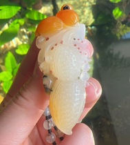 Yang Yujia Yunnan natural yellow dragon jade pretty color water plant flower peanut business is prosperous sweater chain pendant certificate