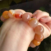 Yang Yujia Natural Huanglong Jade Bean Paste Powder Gradient Color Womens Large Round Beads 12 5MM Bracelet Certificate New Product Gift Box