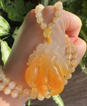 Yang Yujia Yunnan natural yellow dragon jade ice seed chicken oil yellow finely carved chayote sweater chain pendant certificate new
