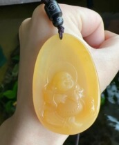 Yang Yujia Yunnan natural yellow dragon jade high ice chicken oil yellow big belly Maitreya Buddha brand pendant certificate new style