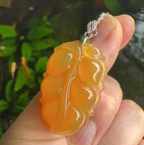 Yang Yujia Natural Huanglong Jade Glass Seed Yingguang Old Burmese Material Golden Branch Jade Leaf 925 Silver Pendant Certificate