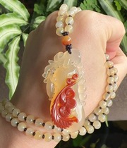 Yang Yujia Yunnan natural yellow dragon jade ice species pretty old material Ruyi Fugua sweater chain pendant certificate new