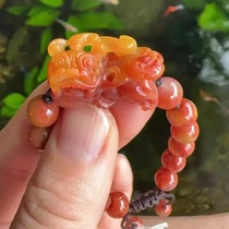 Yang Yujia Yunnan natural yellow dragon jade eggplant mountain old material red and yellow Overlord Pixiu ladies bracelet certificate