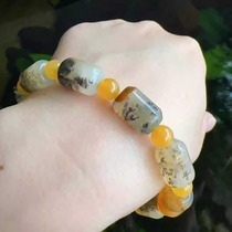 Yang Yujia Yunnan natural yellow dragon jade water plant flower road pass men and women ancient style bracelet certificate new product