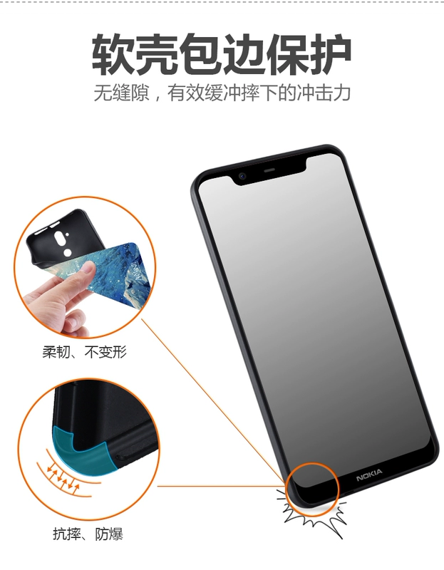 Nokia X7 Nokia X7 điện thoại di động vỏ bảo vệ tay áo vỏ mềm bộ ký tự TA-1131 thả sức đề kháng mờ bao gồm tất cả - Phụ kiện điện thoại di động