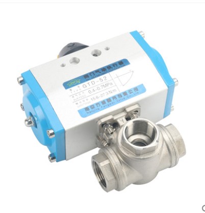 Pneumatic three-way ball valve Q614F-16P DN15 DN20 DN25 DN32 DN40 DN50