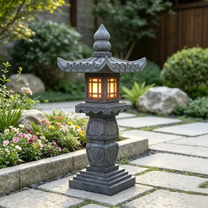 Stone Carving Stone Lantern, Bluestone Antique Japanese-Style Stone Lighthouse, Courtyard Villa Lawn Lamp, Floor-Standing Solar-Powered Chinese-Style Stone Lamp Stone Carving Stone Lantern, Bluestone Antique Japanese-Style Stone Lighthouse, Courtyard Villa Lawn Lamp, Floor-Standing Solar-Powered Chinese-Style Stone Lamp