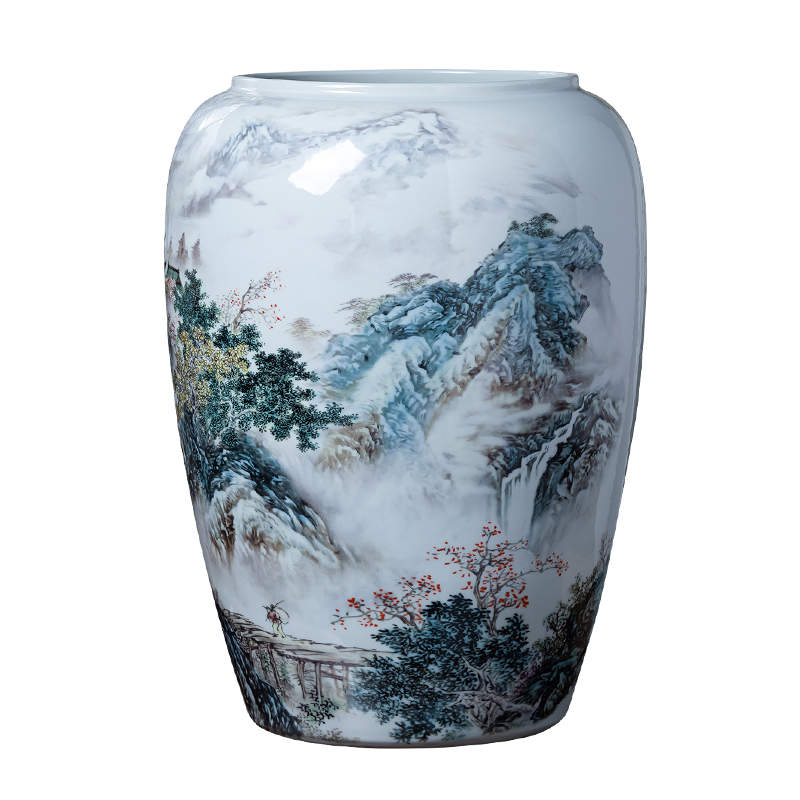 Jingdezhen porcelain ceramic painting and calligraphy calligraphy and painting scroll cylinder receive quiver landing study vase sitting room decorate a furnishing articles