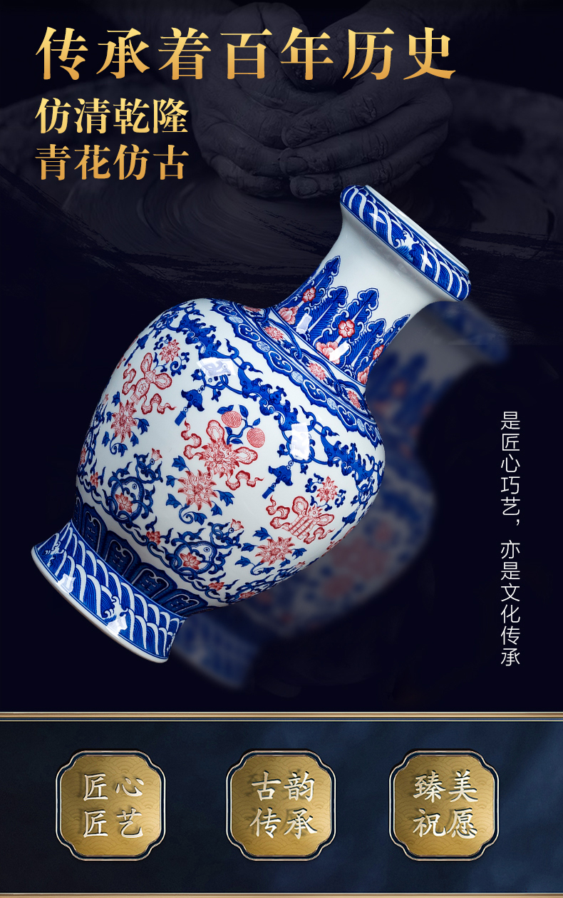 Jingdezhen ceramics hand - made of blue and white porcelain vase furnishings sitting room TV ark, Chinese arts and crafts porcelain restoring ancient ways