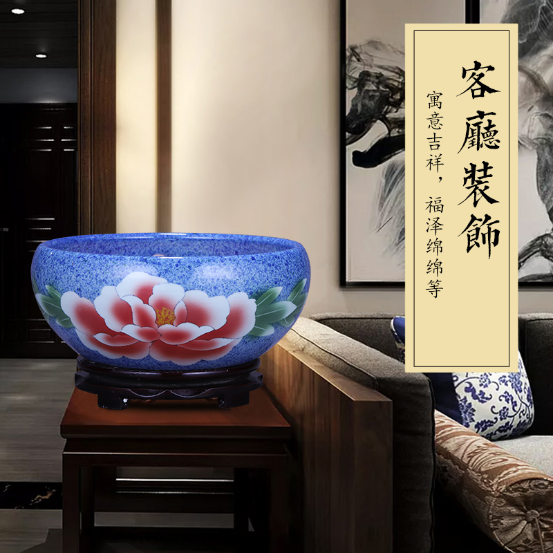 Jingdezhen ceramics aquarium feng shui turtle cylinder goldfish bowl water shallow basin daffodils lotus pond lily furnishing articles