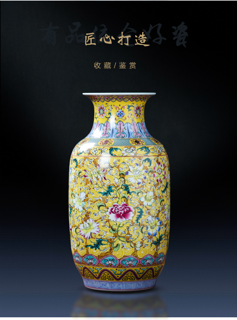 Jingdezhen porcelain ceramic colored enamel large vases, flower arranging place of new Chinese style household living room TV cabinet decoration