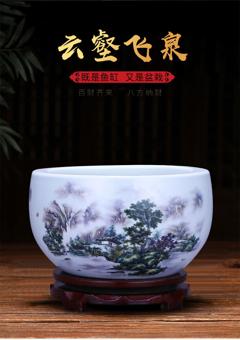 Jingdezhen ceramics aquarium tortoise cylinder feng shui plutus cornucopia of Chinese style home sitting room adornment is placed