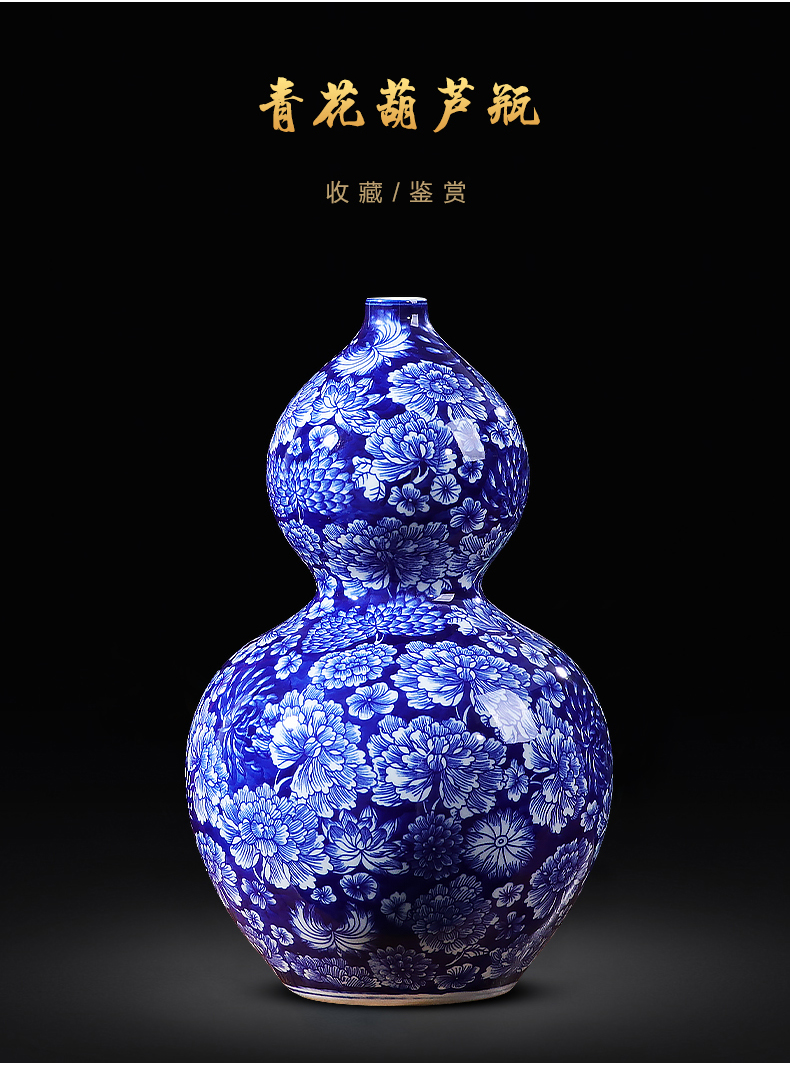 Jingdezhen ceramics antique flower is blue and white porcelain vases, new Chinese style household living room TV ark adornment furnishing articles