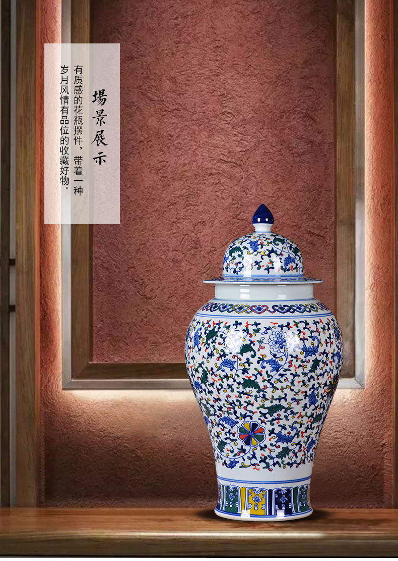 Jingdezhen ceramics tea pot large blue and white porcelain vase general furnishing articles household receive storage tank accessories