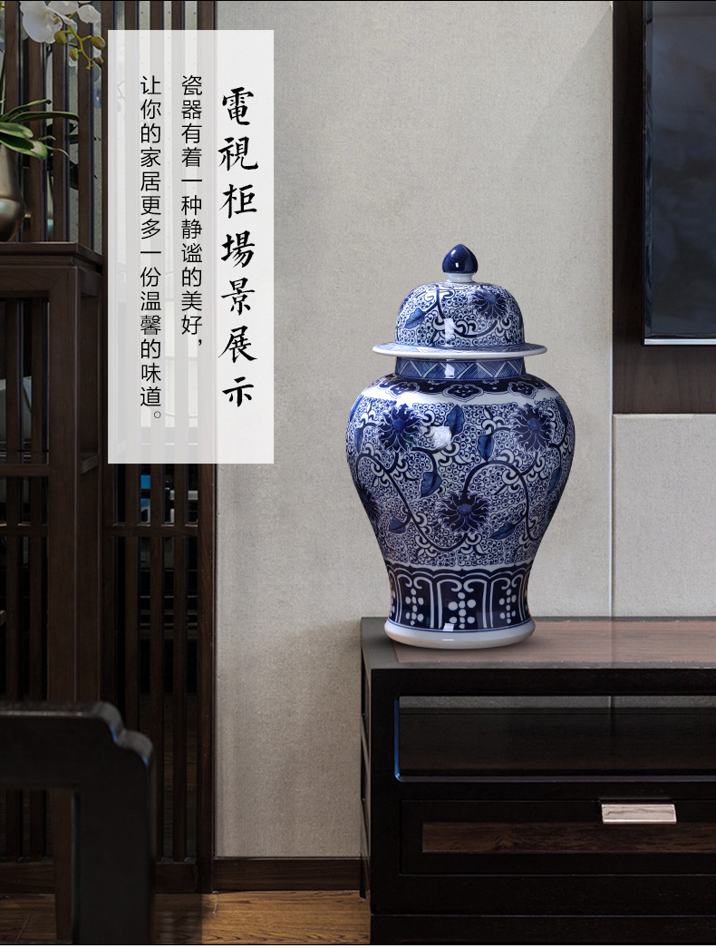 Jingdezhen ceramics vase general hand - made antique store content of blue and white porcelain pot decorate household act the role ofing is tasted furnishing articles