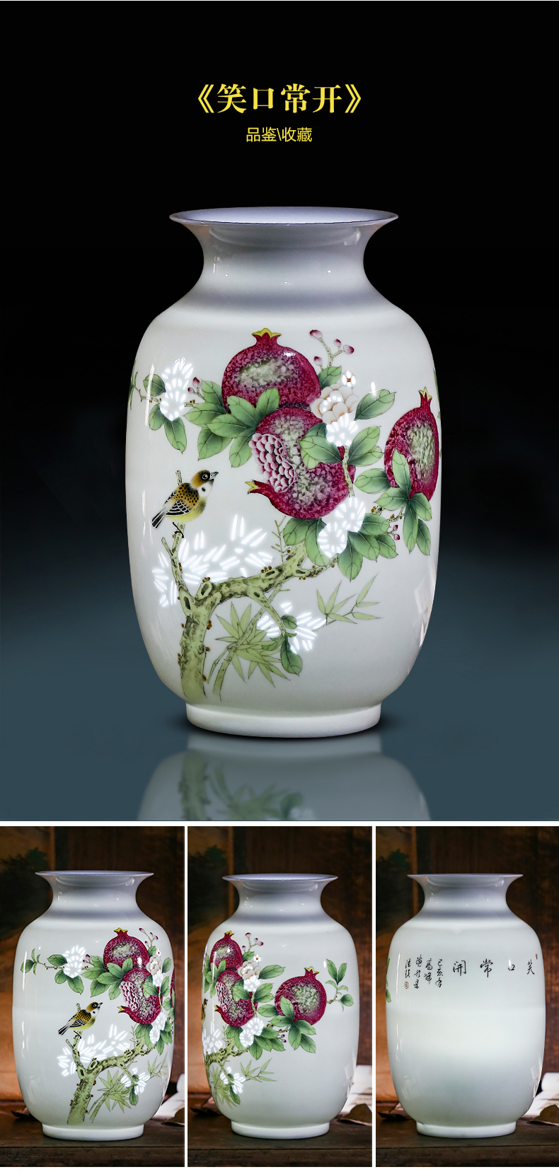 Jingdezhen porcelain ceramic hand - made thin body new Chinese style household vase living room TV ark, flower adornment furnishing articles