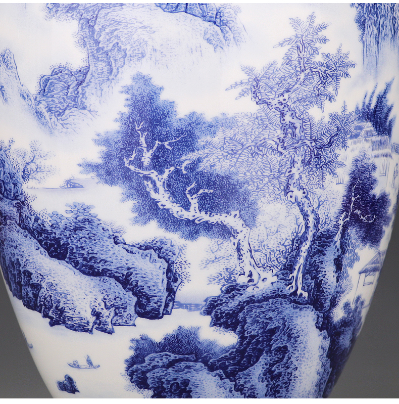 Jingdezhen ceramics landscape of blue and white porcelain vases, flower arranging furnishing articles mesa of the sitting room of Chinese style household decorations decoration