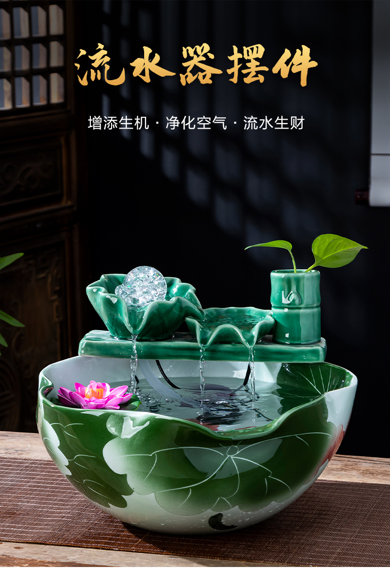 Jingdezhen chinaware lotus water furnishing articles air humidification water aquarium home office decorations