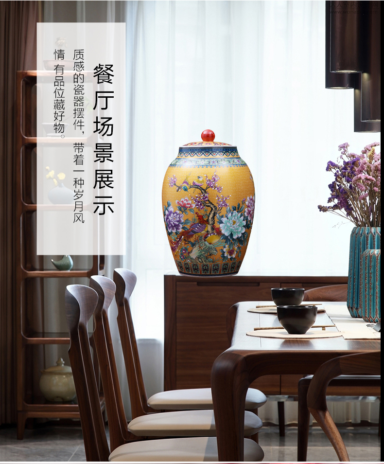 Jingdezhen ceramics barrel 20 jins 30 jins home insect moistureproof with cover seal cylinder home furnishing articles