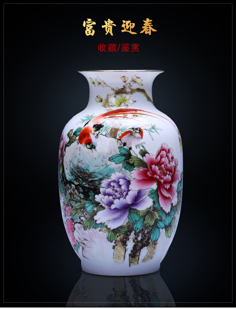 Jingdezhen ceramics powder enamel vase furnishing articles sitting room of Chinese style household decorative flower arranging rich ancient frame TV ark, act the role ofing is tasted