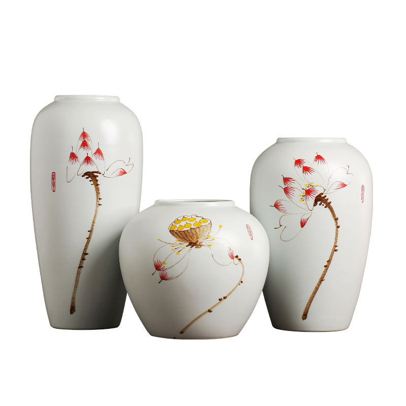 Jingdezhen ceramics hand - made vases, I and contracted sitting room of Chinese style household flower arranging TV ark adornment furnishing articles