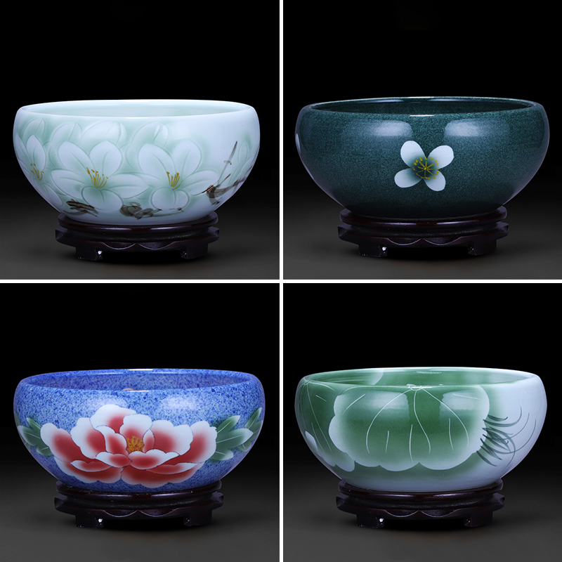 Jingdezhen ceramics aquarium feng shui turtle cylinder goldfish bowl water shallow basin daffodils lotus pond lily furnishing articles